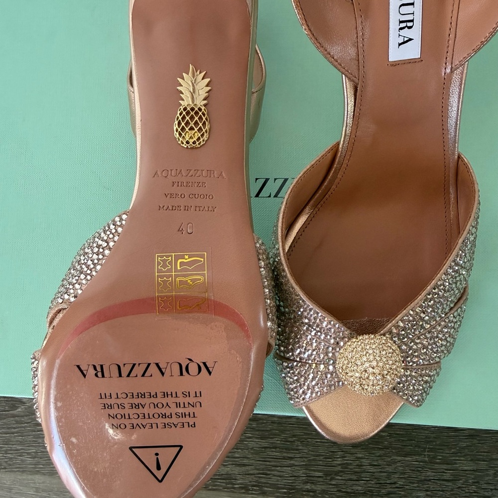 ❗️SOLD❗️AQUAZZURA Italian Flirt 75 embellished leather sandals - Picture 5 of 11